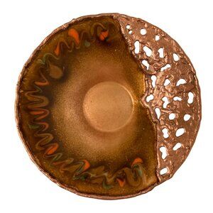 Swan Valley Glass Fired Enamel Copper Decorative Bowl With Abstract Design